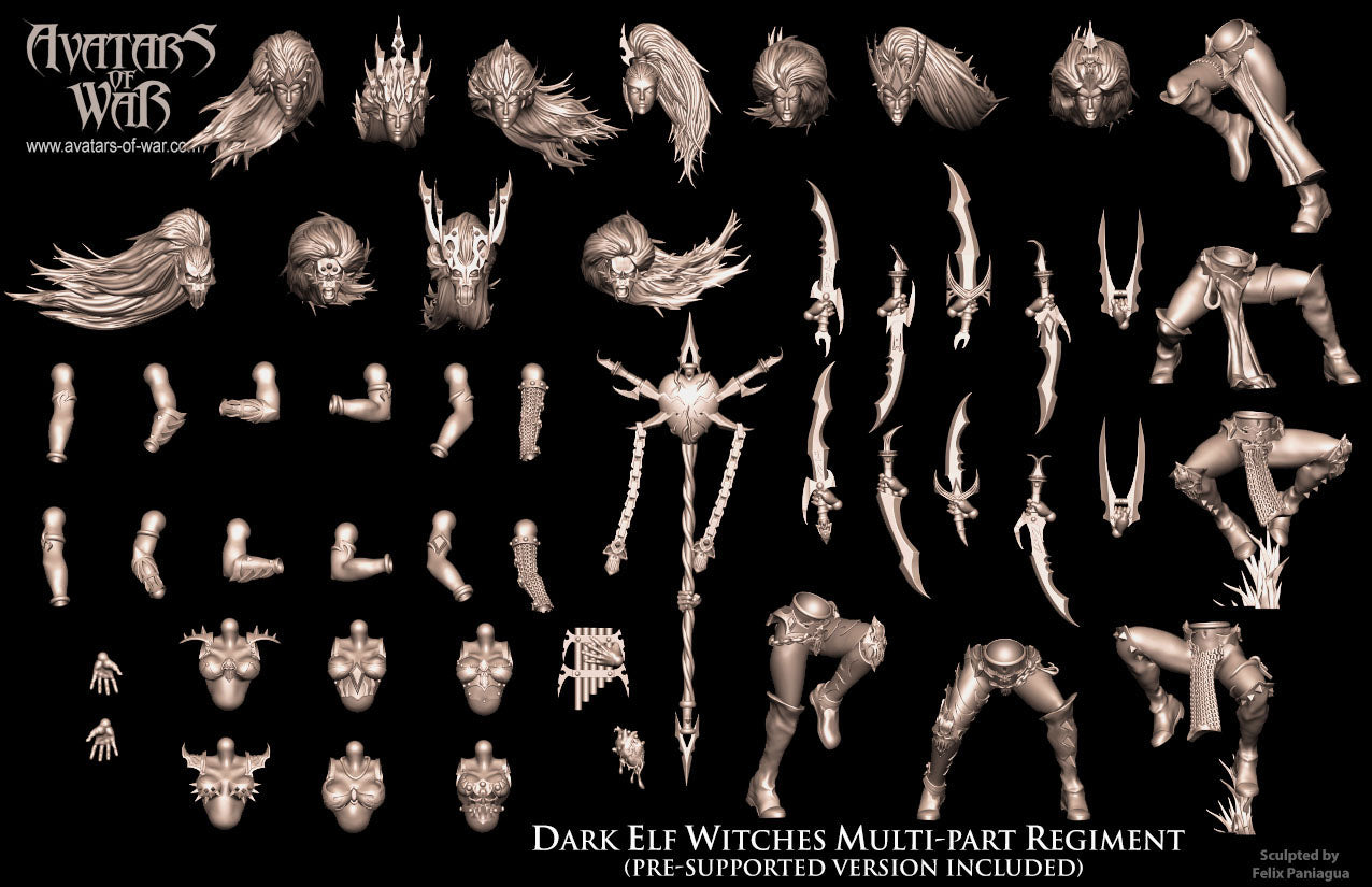 5x Dark Elf Witches multi-part regiment - Avatars of War