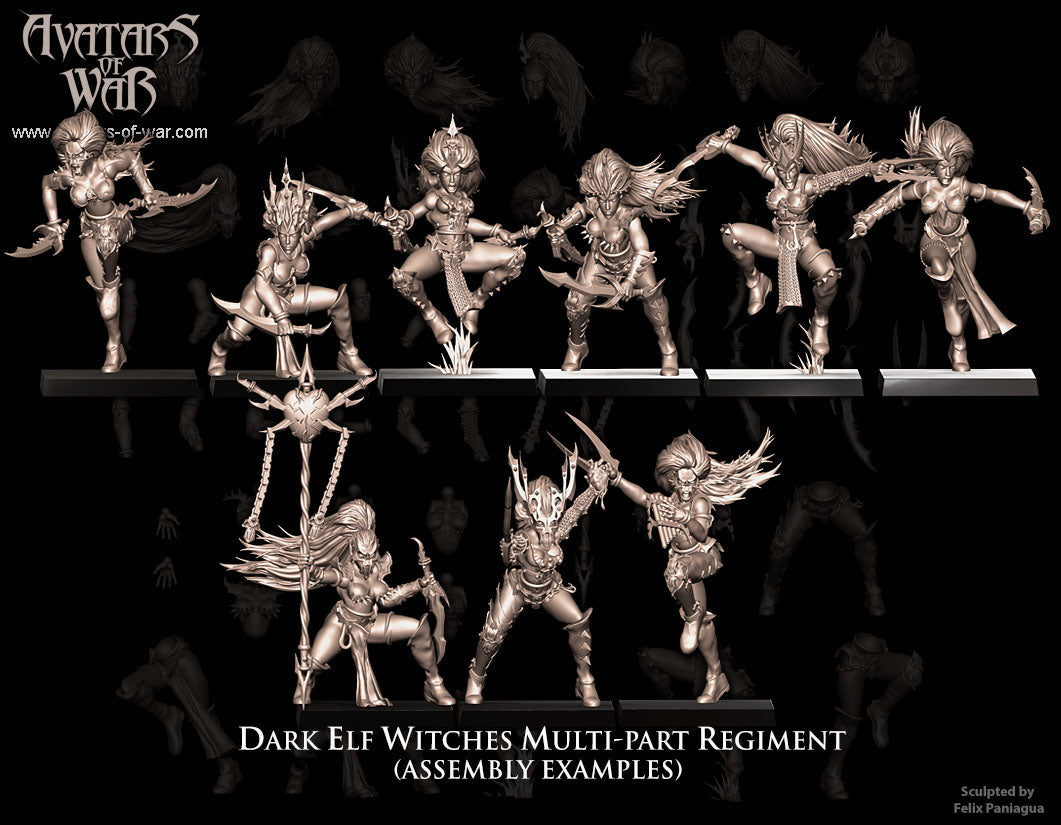 5x Dark Elf Witches multi-part regiment - Avatars of War