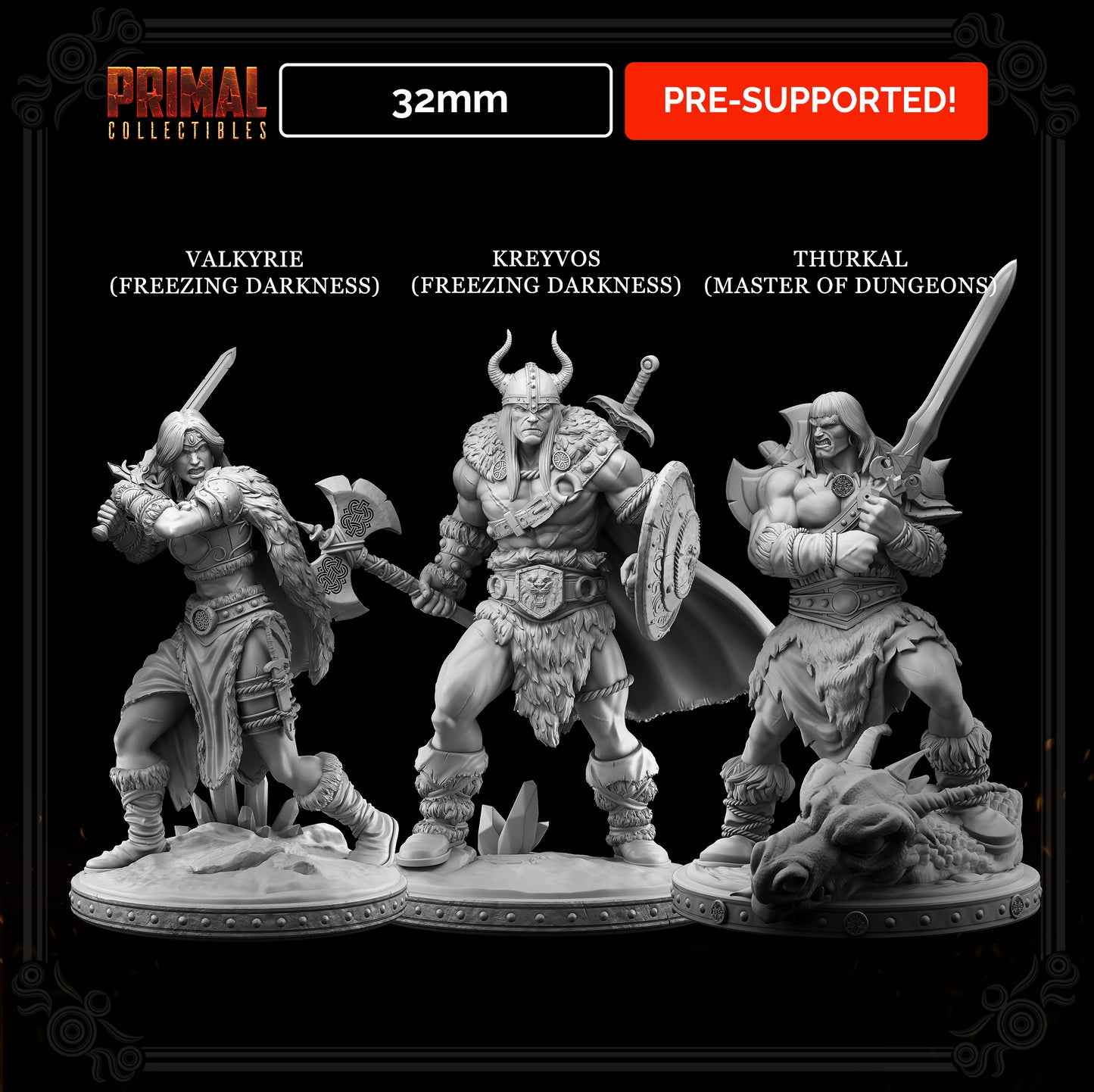 32mm - Classic RPG barbarians bundle - MASTERS OF DUNGEONS QUEST - Primal Collectibles