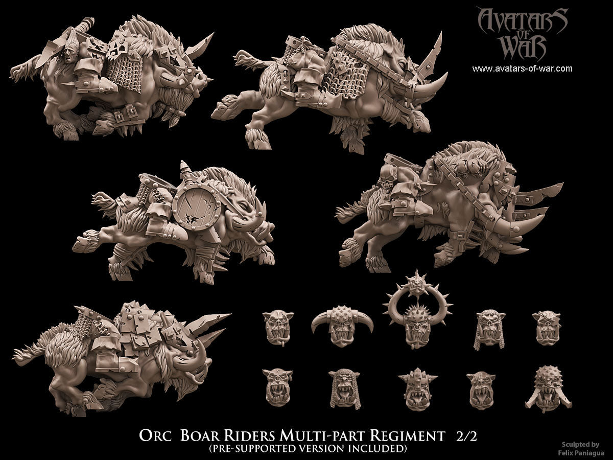 5x Orc Boar Riders multi-part regiment - Avatars of War