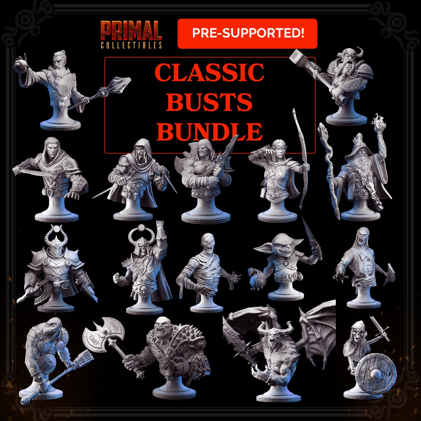 16 busts - complete bundle - MASTERS OF DUNGEONS QUEST - Primal Collectibles