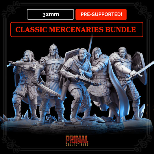 5 miniatures - 32mm - Classic RPG mercenaries bundle - MASTERS OF DUNGEONS QUEST - Primal Collectibles