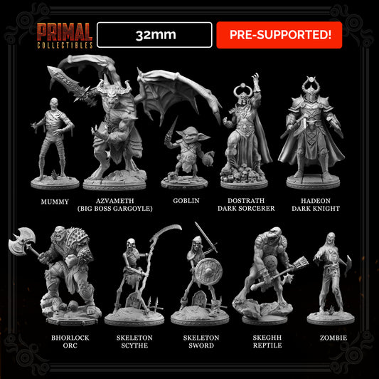 10 miniatures - 32mm - Classic RPG game enemies bundle - MASTERS OF DUNGEONS QUEST - Primal Collectibles