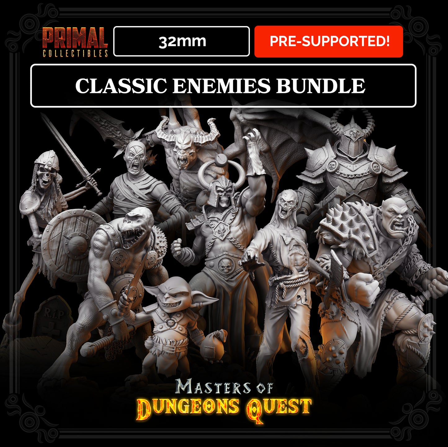 26 miniatures - COMPLETE ENEMIES RPG SET - MASTERS OF DUNGEONS QUEST - Premium Package - Primal Collectibles