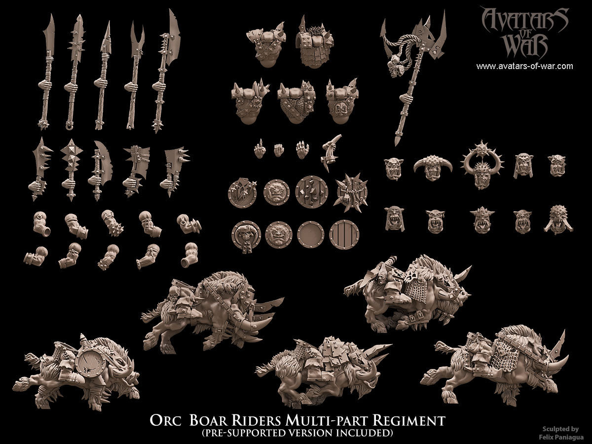 5x Orc Boar Riders multi-part regiment - Avatars of War