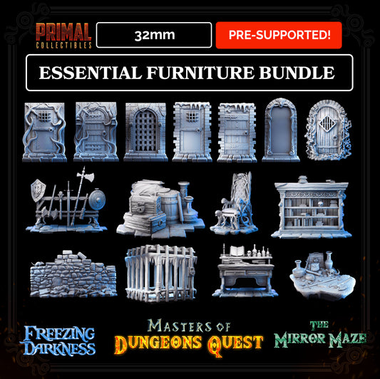 34 miniatures - COMPLETE FURNITURE RPG SET  - MASTERS OF DUNGEONS QUEST - Premium Package - Primal Collectibles