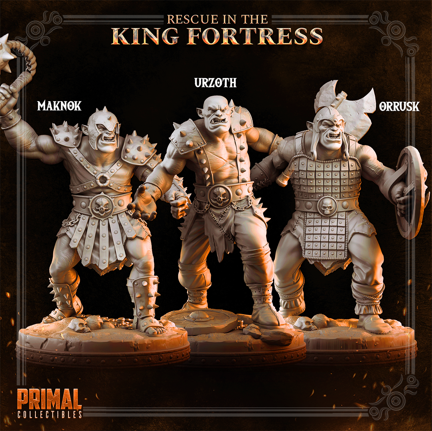 5 miniatures - 32mm - Classic Orcs Bundle - RESCUE IN THE KING FORTRESS  - MASTERS OF DUNGEONS QUEST