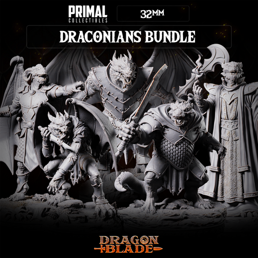 5 miniatures - 32mm - Draconians Bundle - DragonBlade