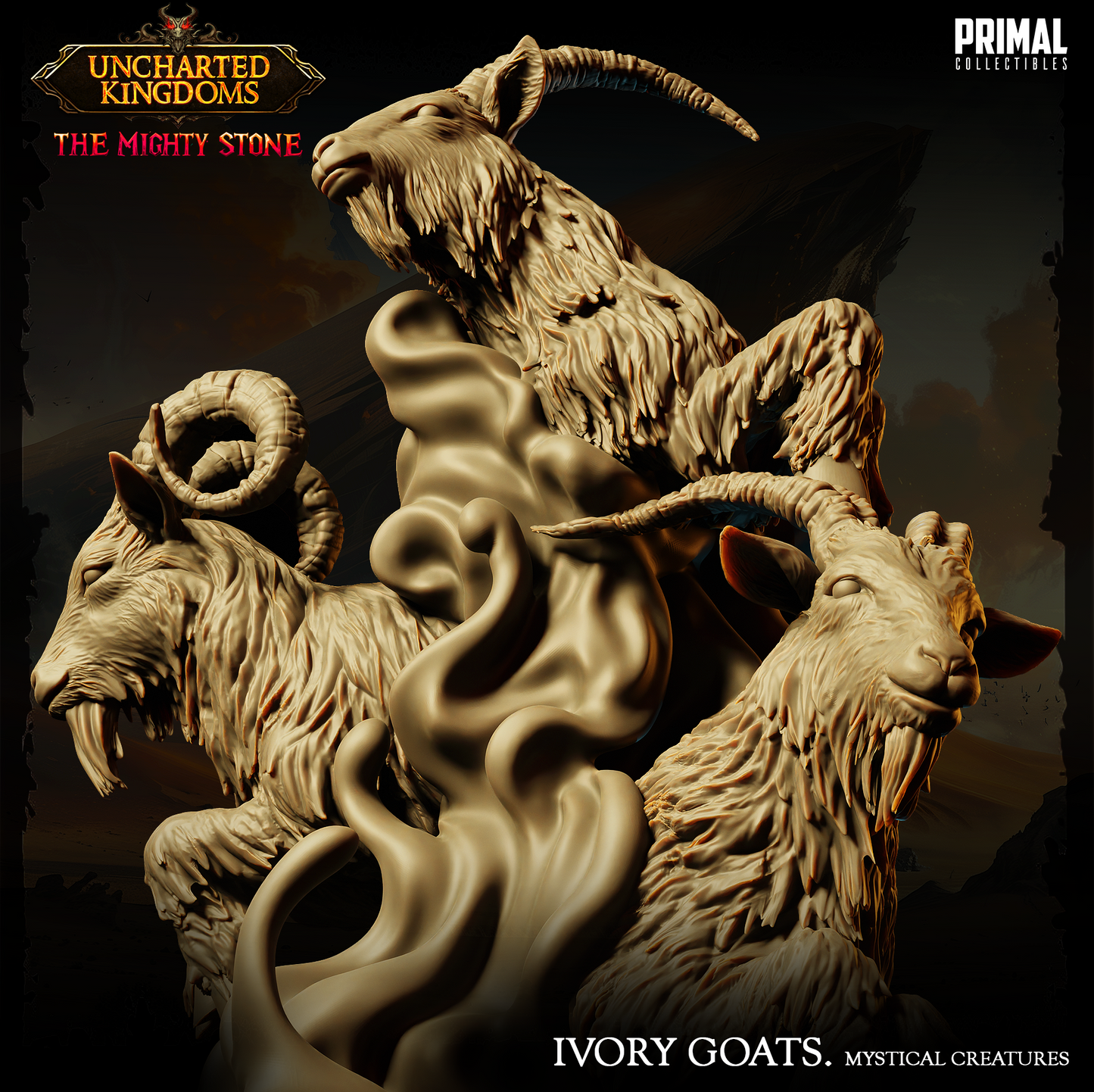 Mystical Animals - Ivory Goats - Uncharted Kingdoms - Primal Collectibles