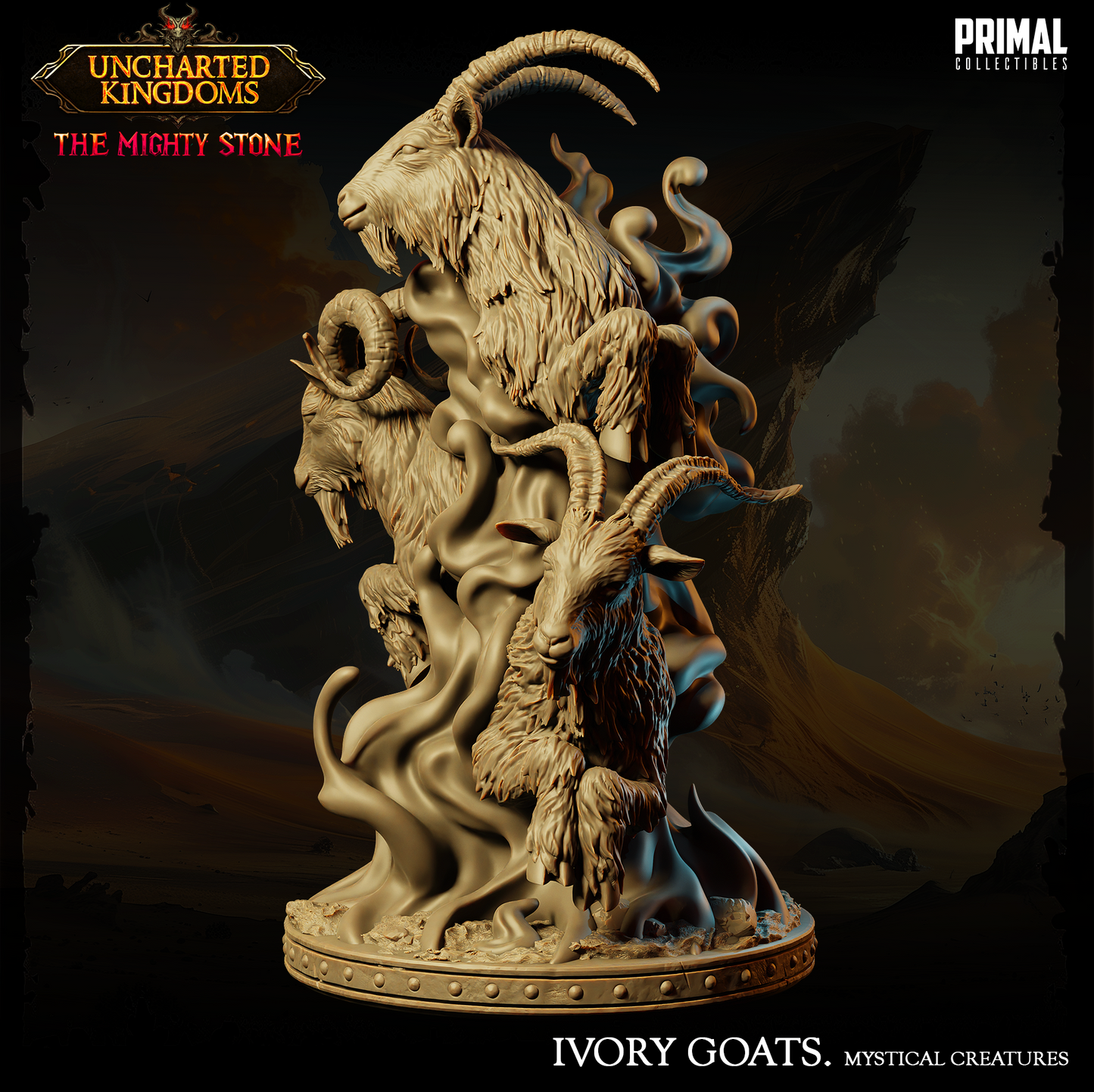 Mystical Animals - Ivory Goats - Uncharted Kingdoms - Primal Collectibles