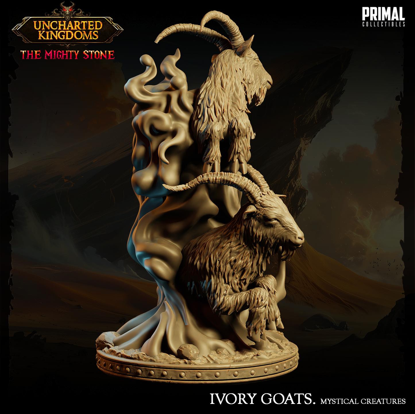 Mystical Animals - Ivory Goats - Uncharted Kingdoms - Primal Collectibles