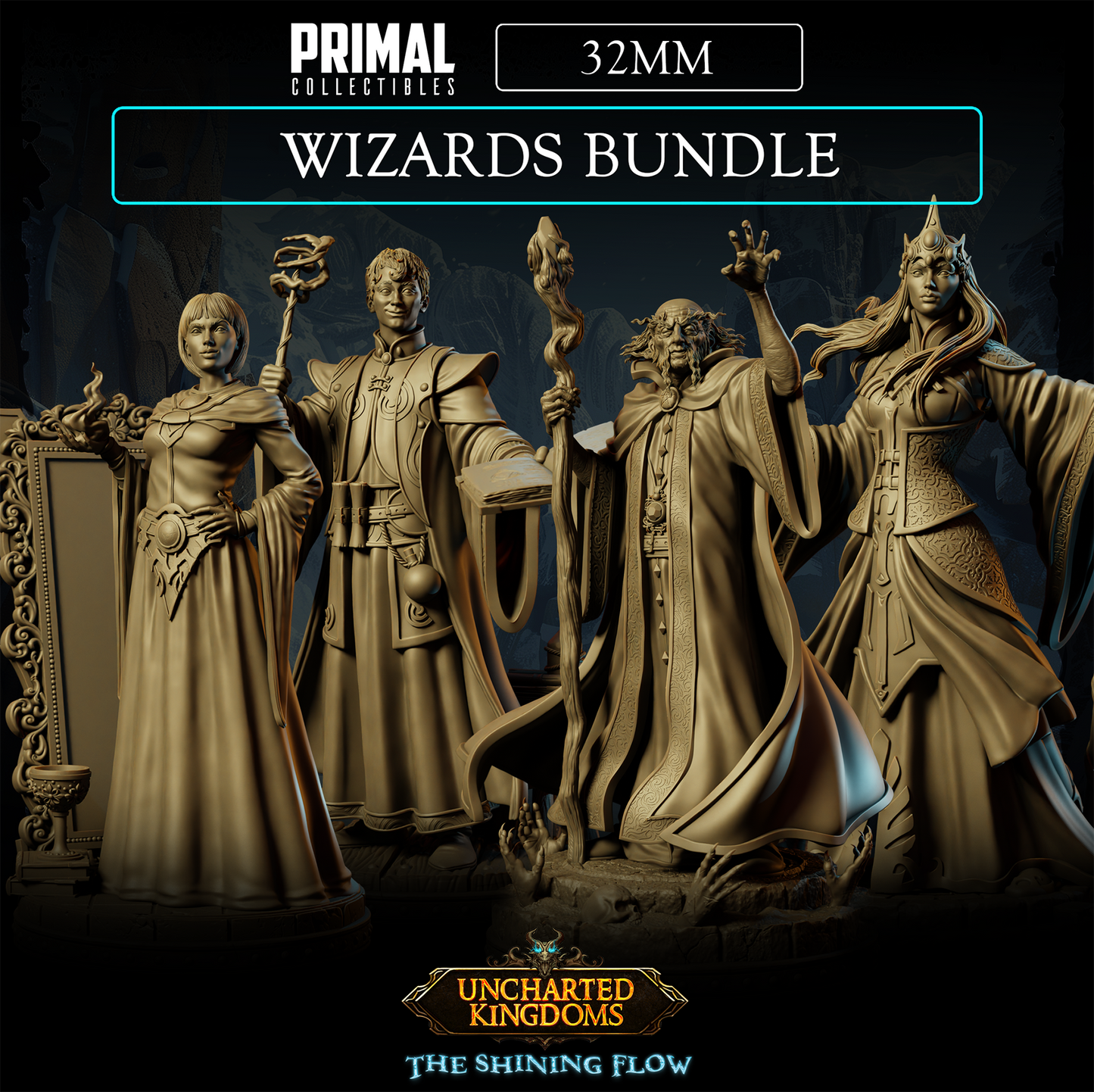 4 miniatures - 32mm - Wizards Bundle - Uncharted Kingdom