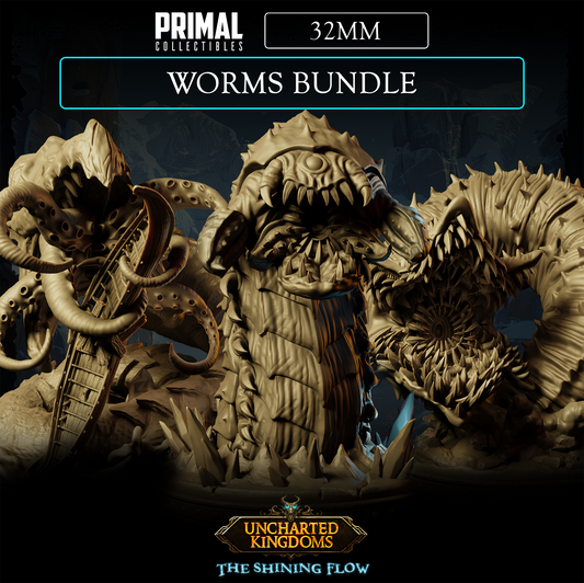 3 miniatures - 32mm - Worms Bundle - Uncharted Kingdom