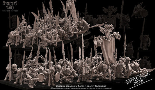 Goblin Spearmen Battle-Ready regiment (20 Goblins) - Avatars of War