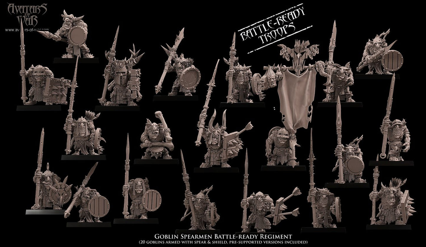 Goblin Spearmen Battle-Ready regiment (20 Goblins) - Avatars of War