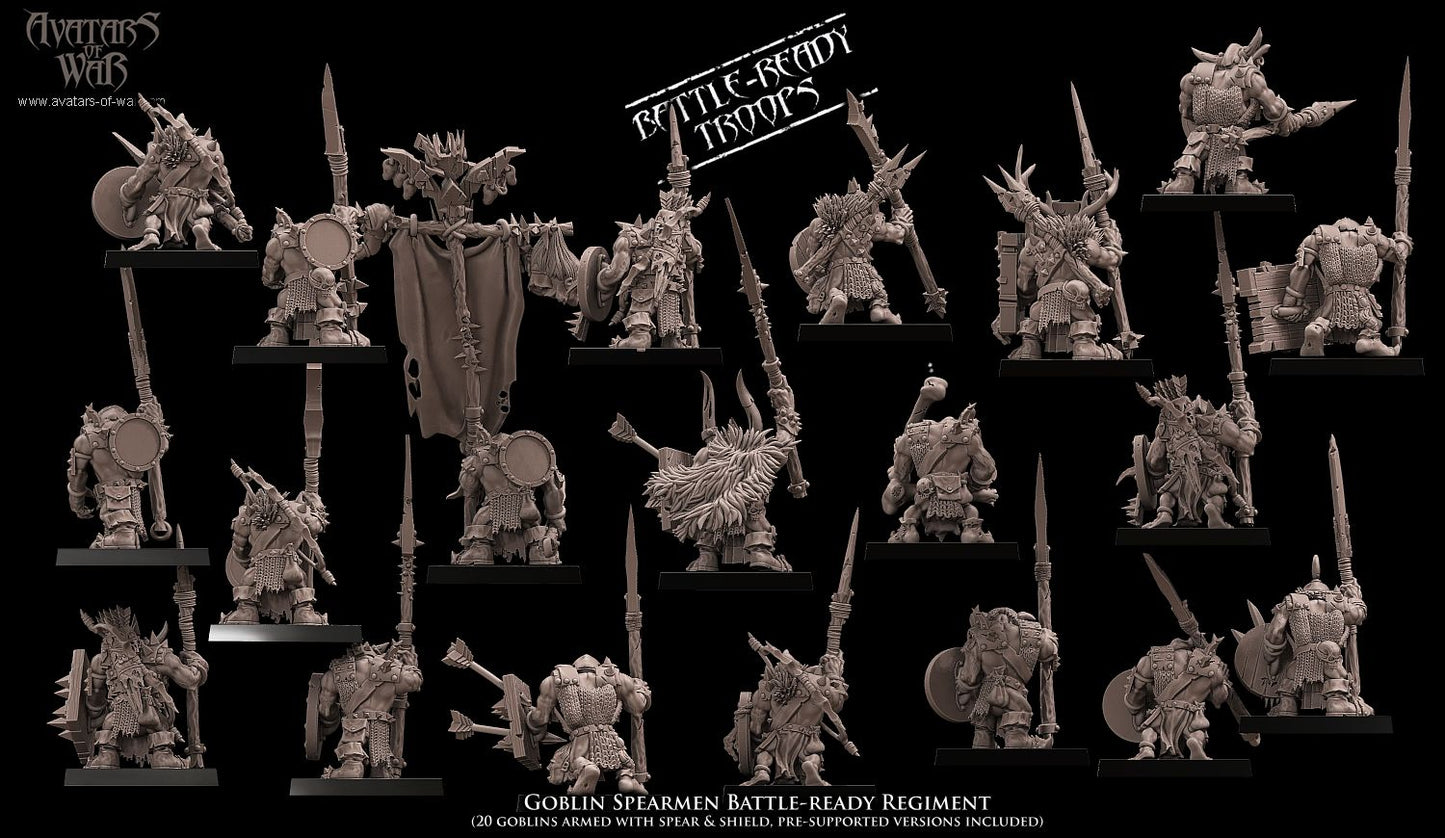 Goblin Spearmen Battle-Ready regiment (20 Goblins) - Avatars of War