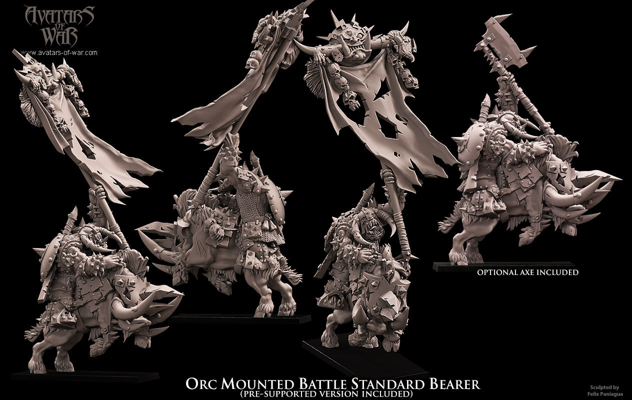 Orc mounted Battle Standard Bearer - Avatars of War