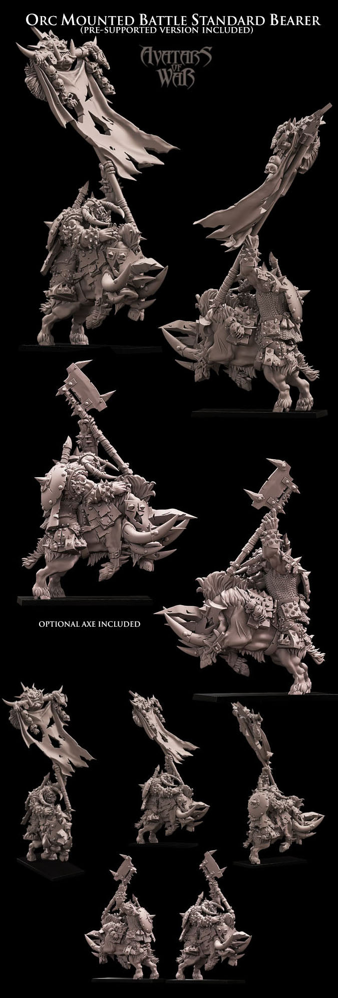 Orc mounted Battle Standard Bearer - Avatars of War