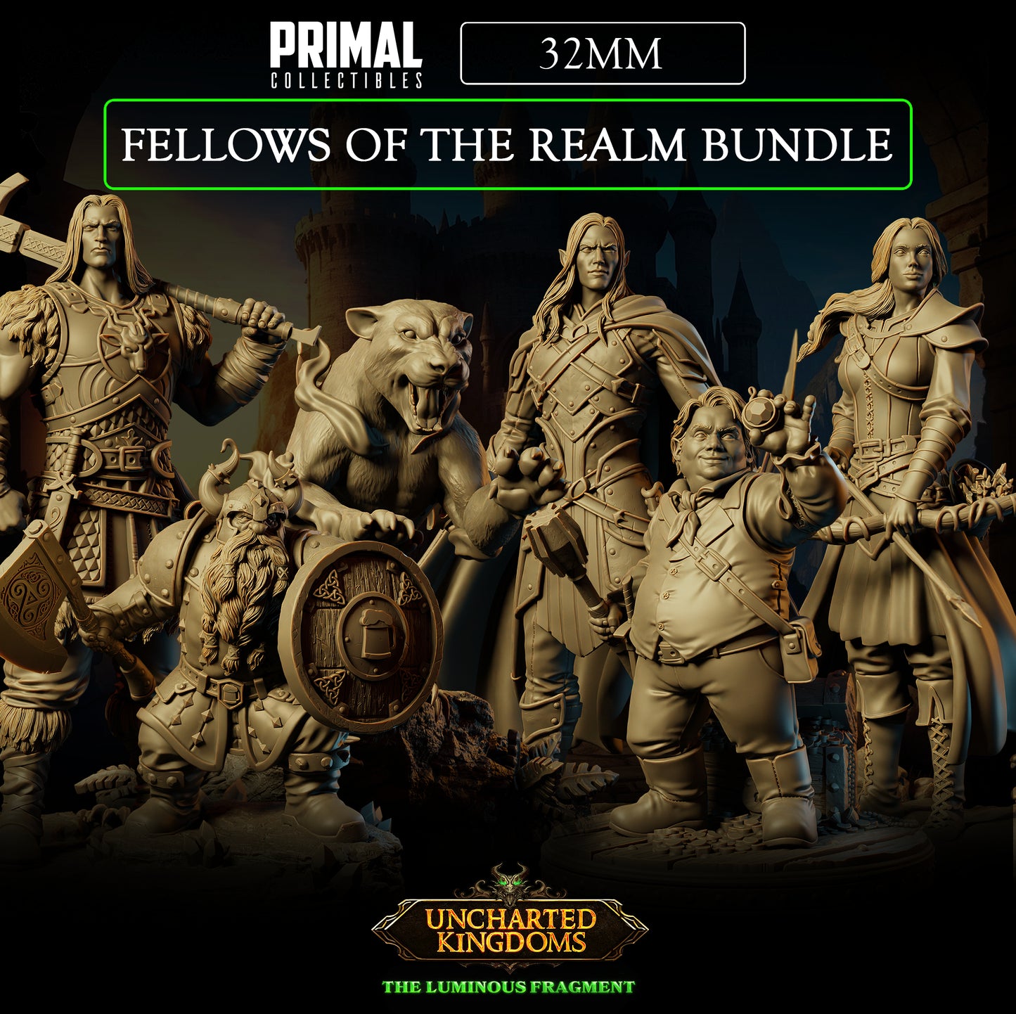 6 miniatures - 32mm - Fellows of the Realm Bundle - Uncharted Kingdoms