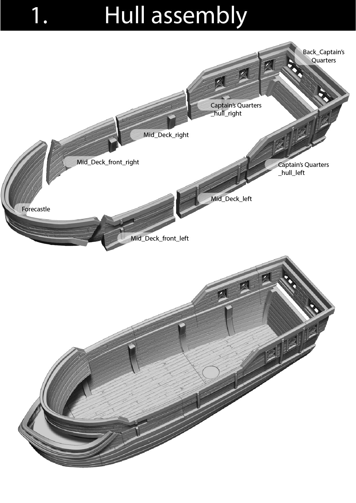 43cm Long Brig (Age of Sail Ship Scenery Terrain) - Across the Realms