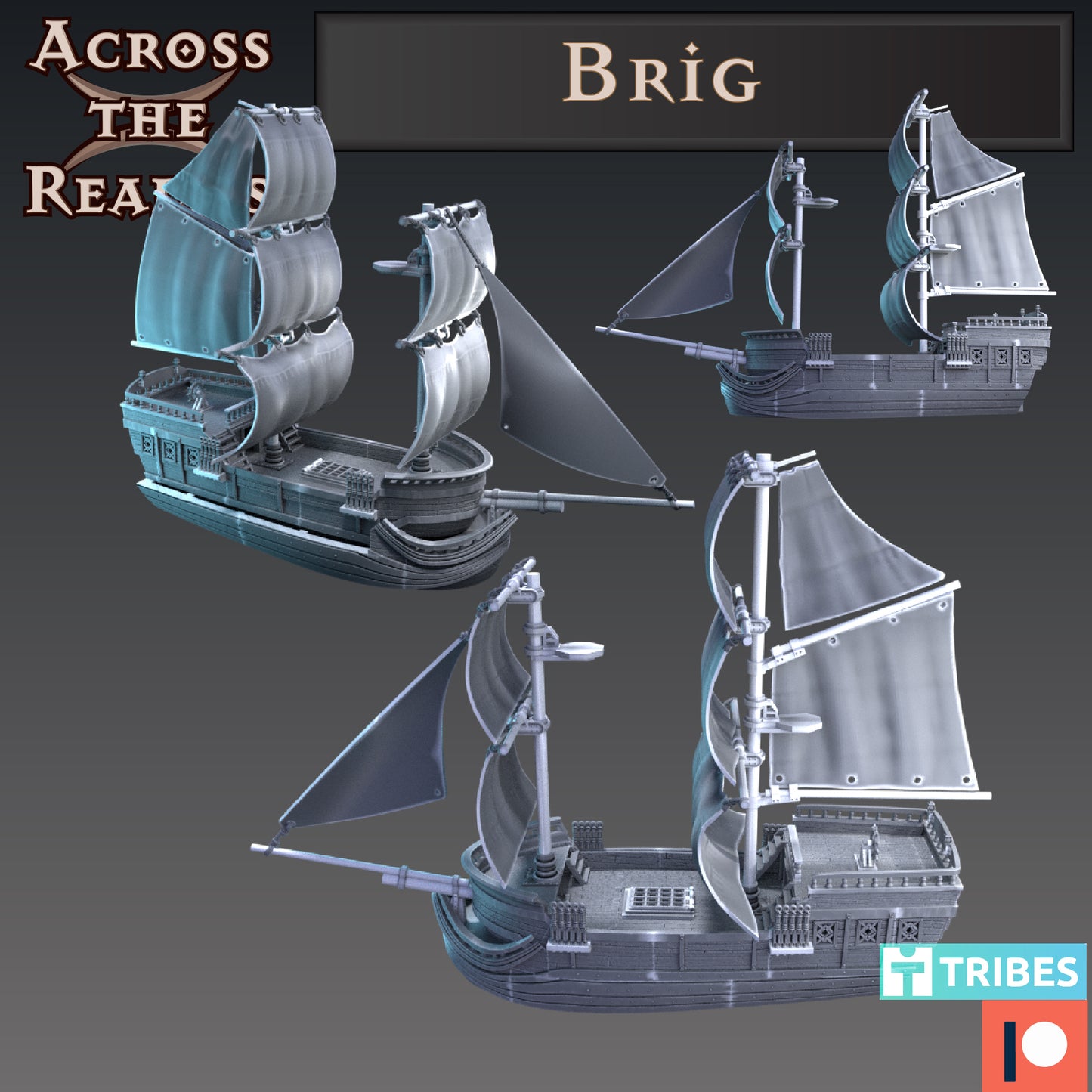 43cm Long Brig (Age of Sail Ship Scenery Terrain) - Across the Realms