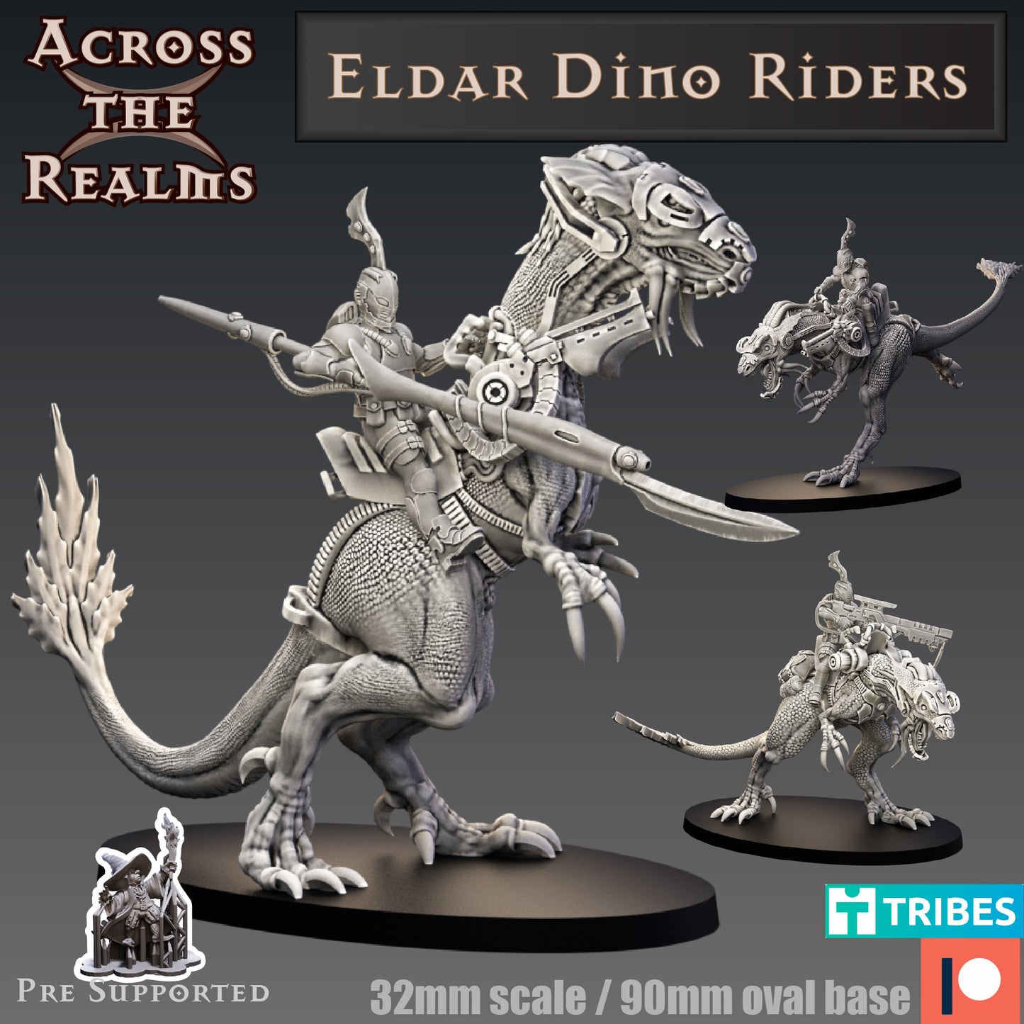 3x Eldar Exile Dino Riders - Across the Realms