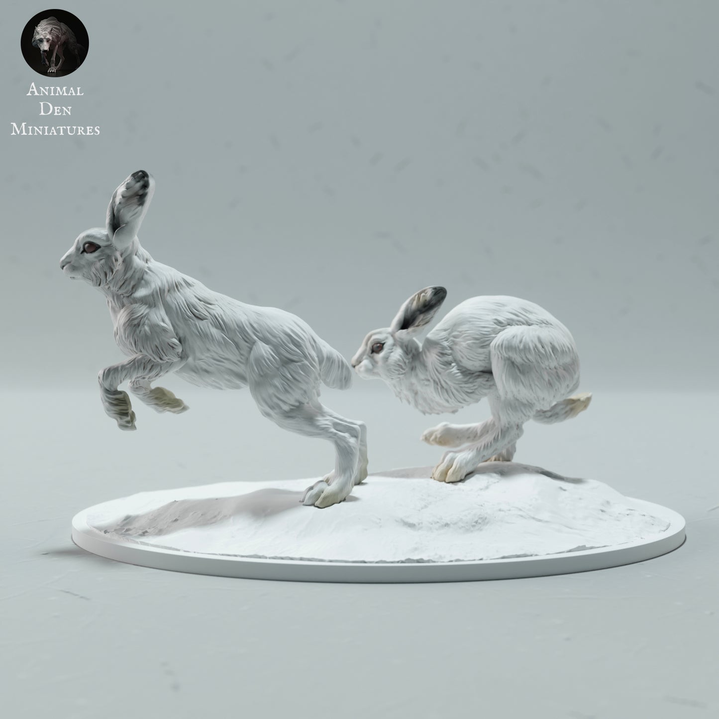 Arctic Hares Run - Animal Den Miniatures