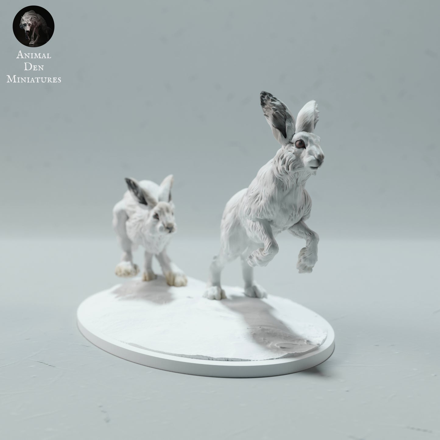 Arctic Hares Run - Animal Den Miniatures