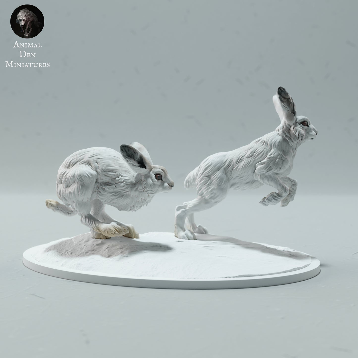 Arctic Hares Run - Animal Den Miniatures