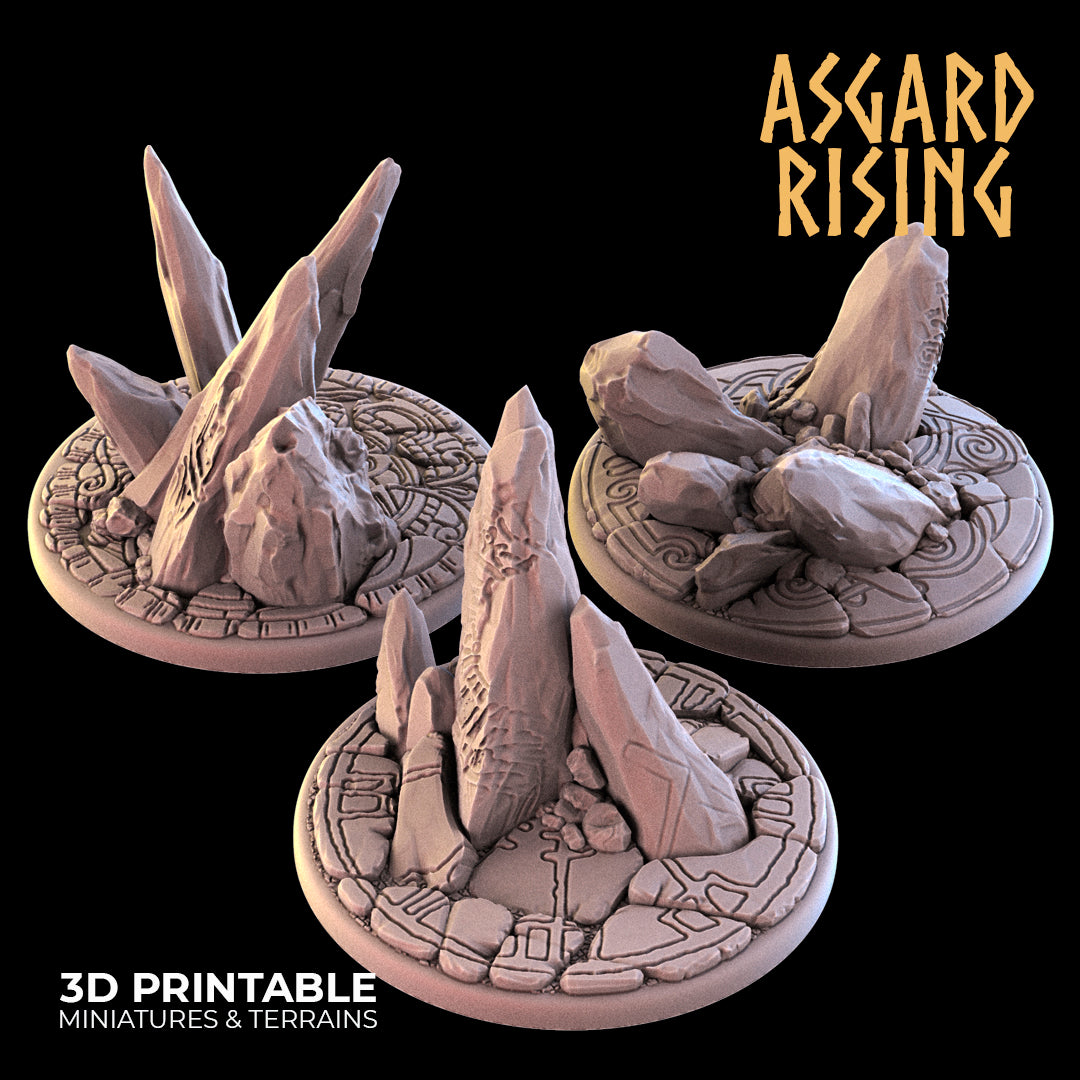 ANCIENT RUINS 3 x Round Bases 50mm - Asgard Rising