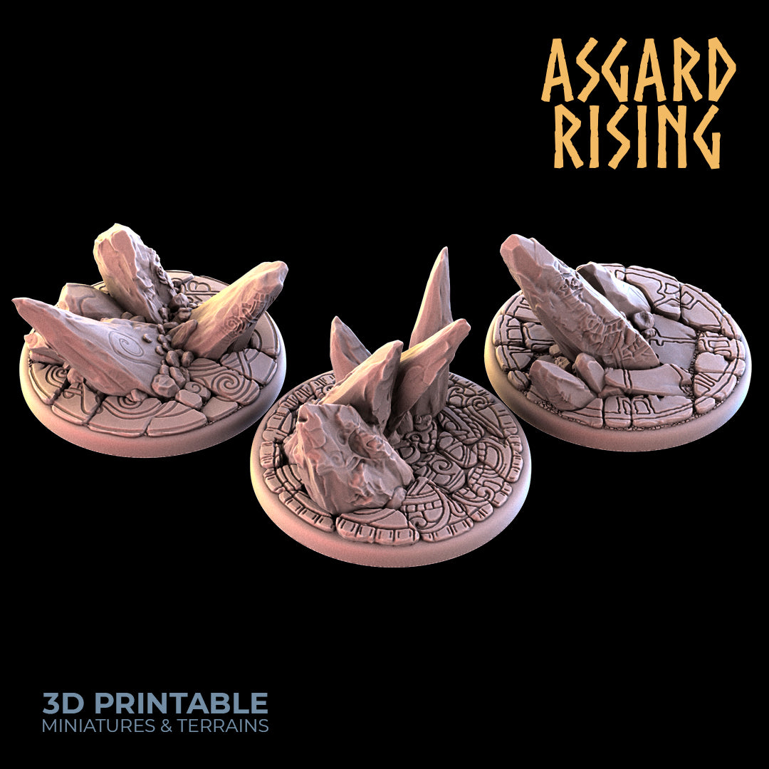 ALTE RUINEN, 3 x runde Sockel 40 mm – Asgard Rising