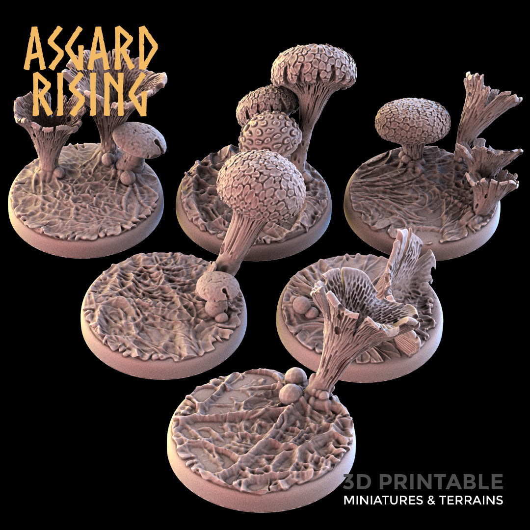 FUNGI GROUND 6 x Round Bases 25mm - Asgard Rising