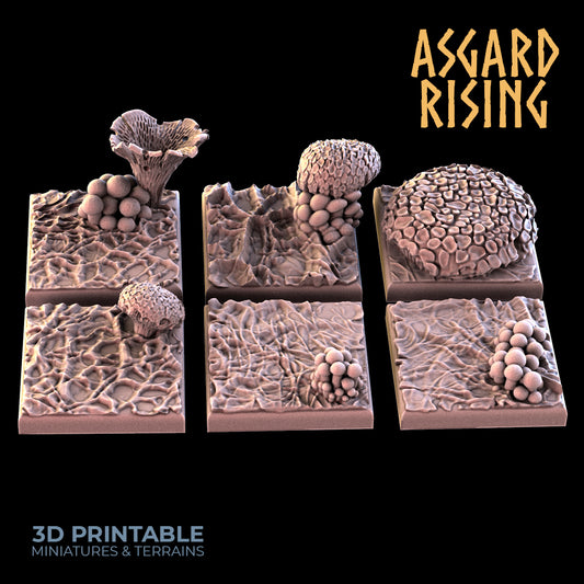 FUNGI GROUNDS 6 x Square Bases 25mm - Asgard Rising