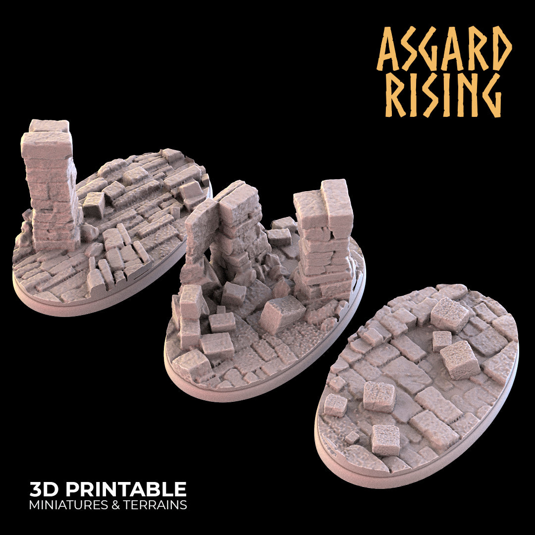 RUINS 3 x Oval Bases 35x60mm - Asgard Rising