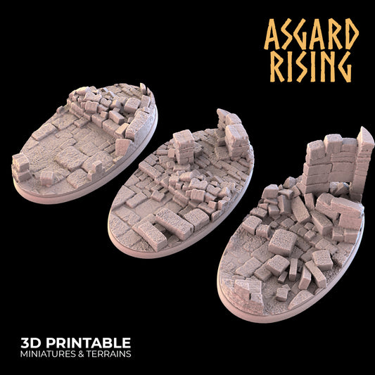 RUINS 3 x Oval Bases 75x42mm - Asgard Rising