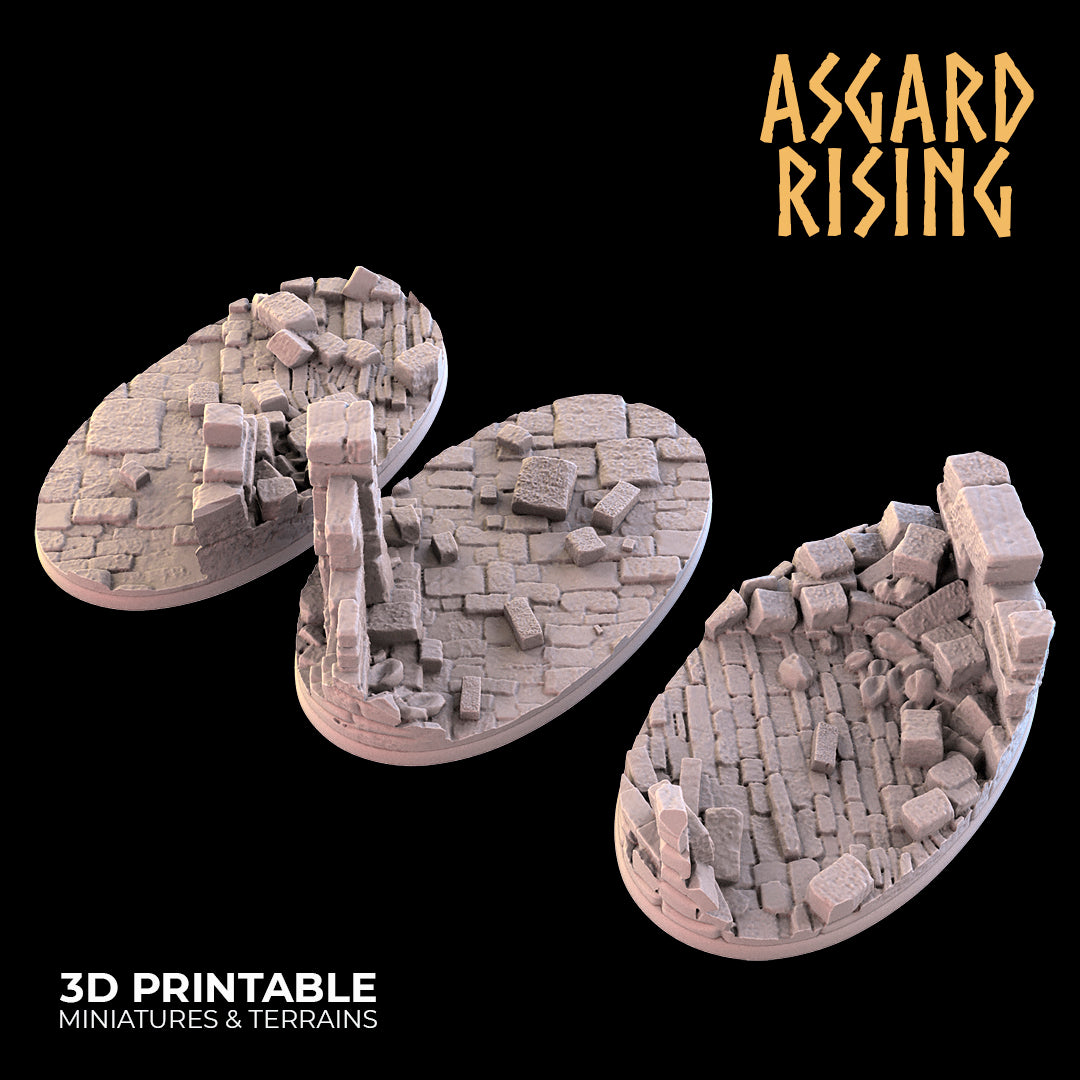 RUINS 3 x Oval Bases 52x90mm - Asgard Rising