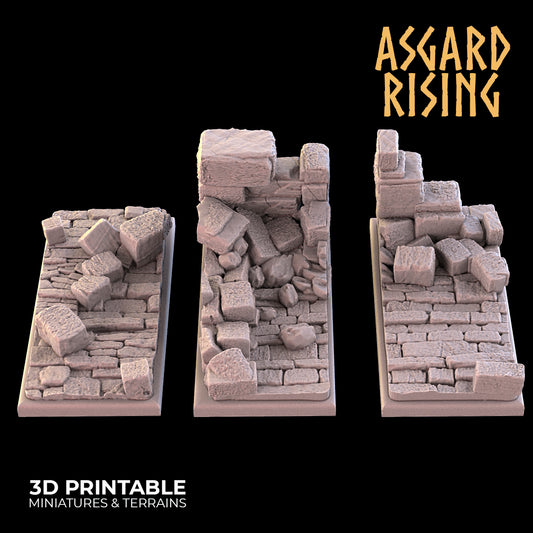 RUINS THEME 3 x Rectangle bases 50x25mm SET - Asgard Rising