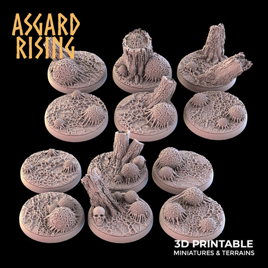 INFESTED GROUNDS 12 x Round Bases 25mm - Asgard Rising