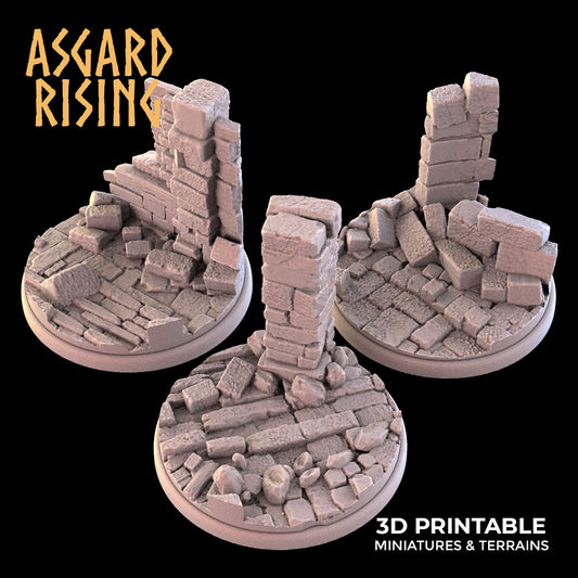 RUINS 3 x Round Bases 40mm - Asgard Rising