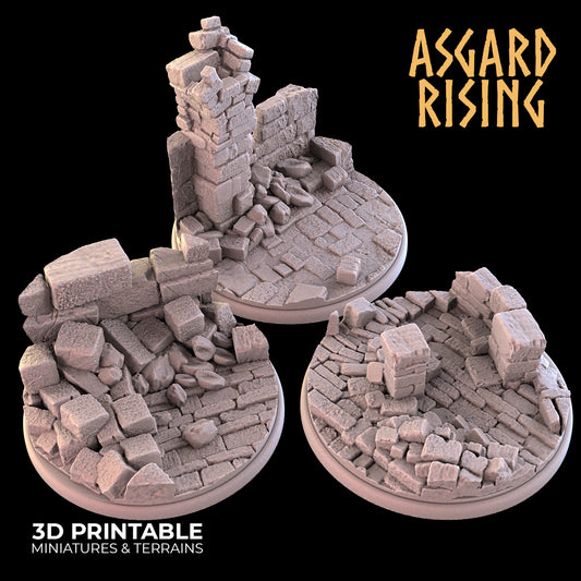 RUINS 3 x Round Bases 50mm - Asgard Rising