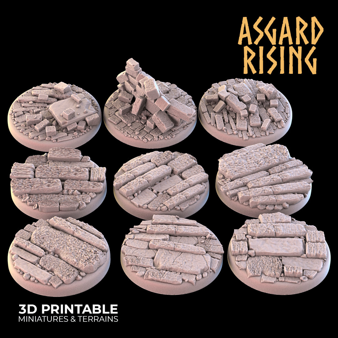 RUINS 9 x Round Bases 25mm - Asgard Rising