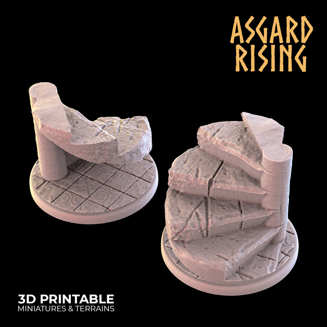 STONE STAIRS THEME Round bases SET - Asgard Rising