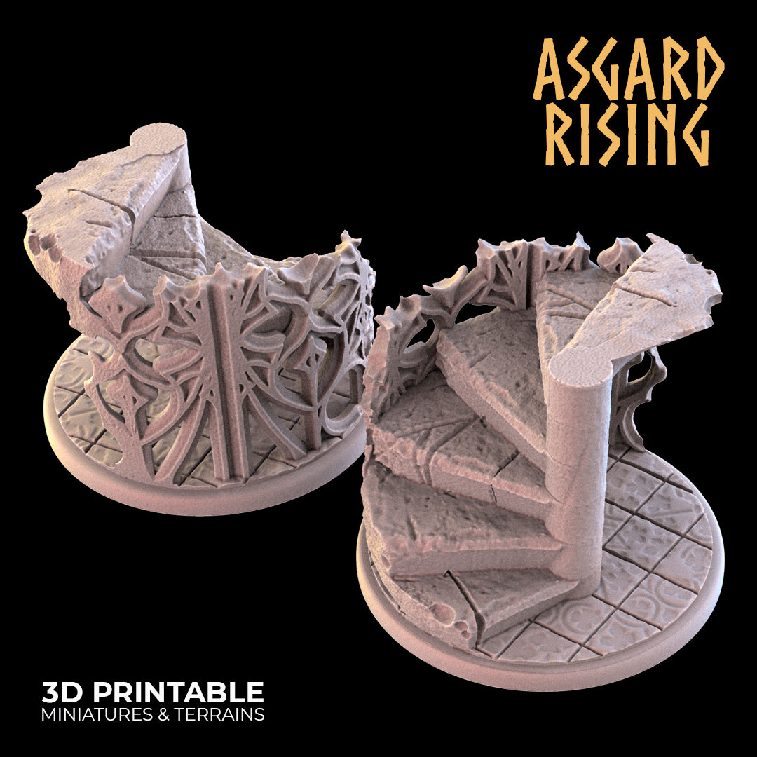 STONE STAIRS THEME Round bases SET - Asgard Rising