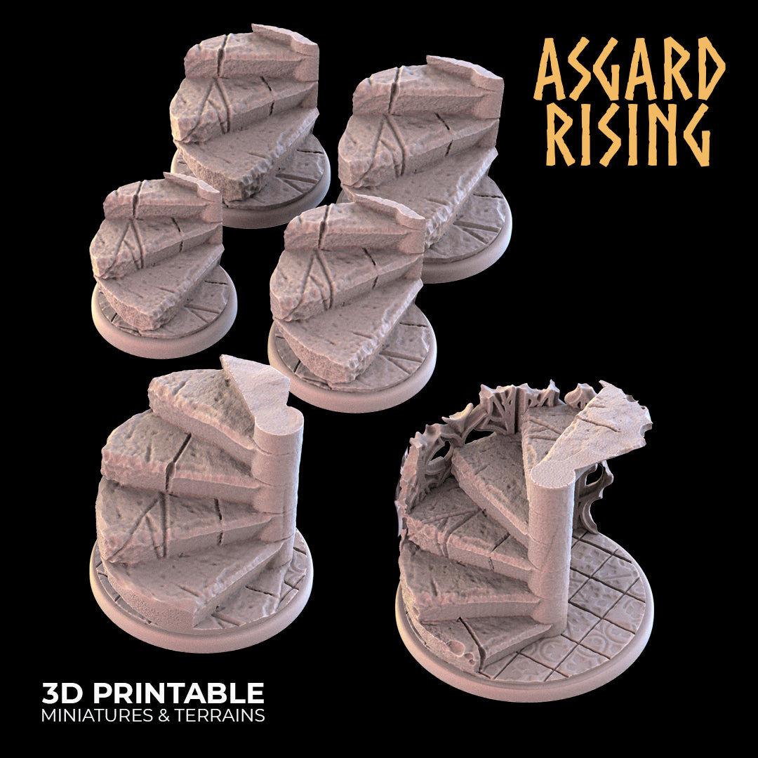 STONE STAIRS THEME Round bases SET - Asgard Rising