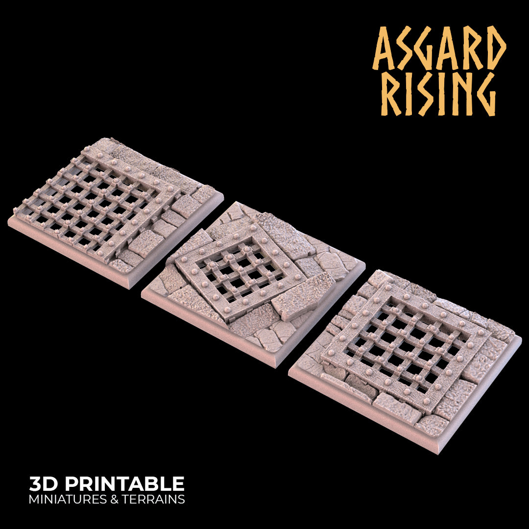 Temple Dungeon - Set of Square & Rectangle Bases - Asgard Rising