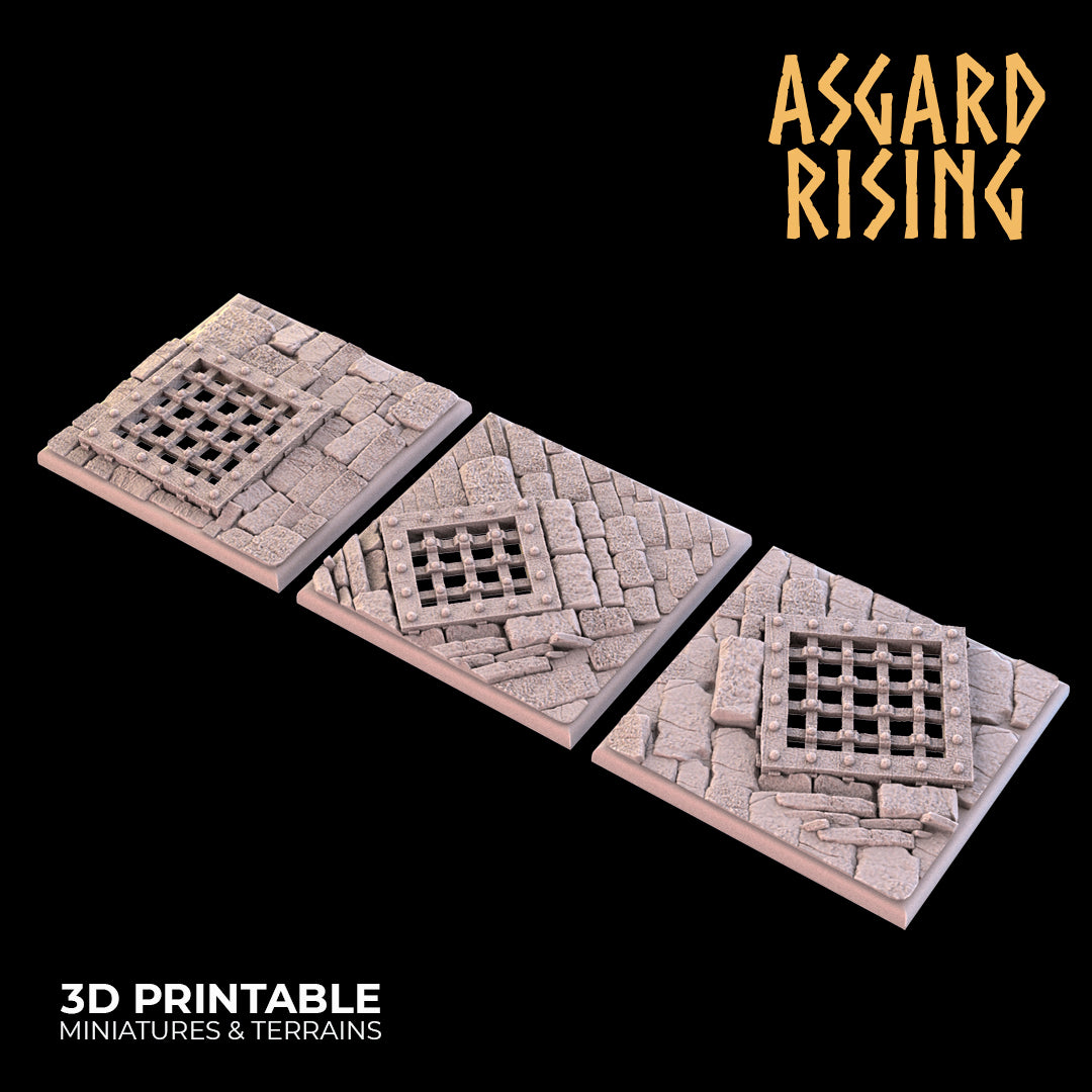 Temple Dungeon - Set of Square & Rectangle Bases - Asgard Rising