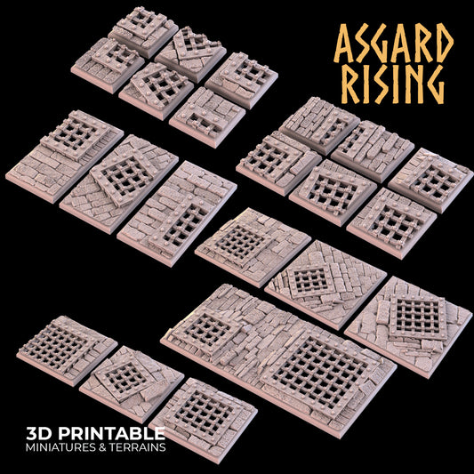 Temple Dungeon - Set of Square & Rectangle Bases - Asgard Rising