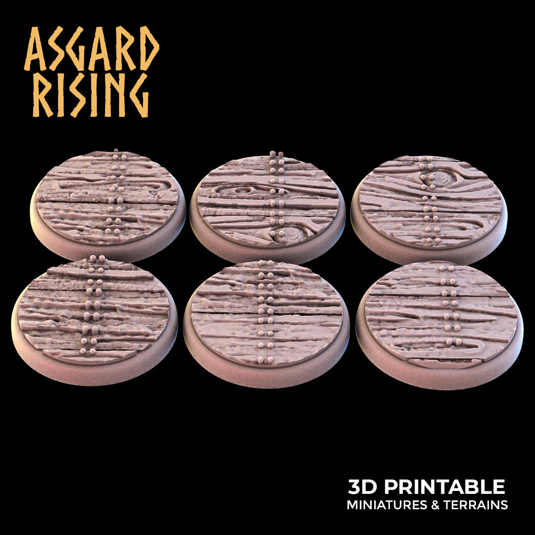 WOODEN FLOOR THEME Round bases SET - Asgard Rising