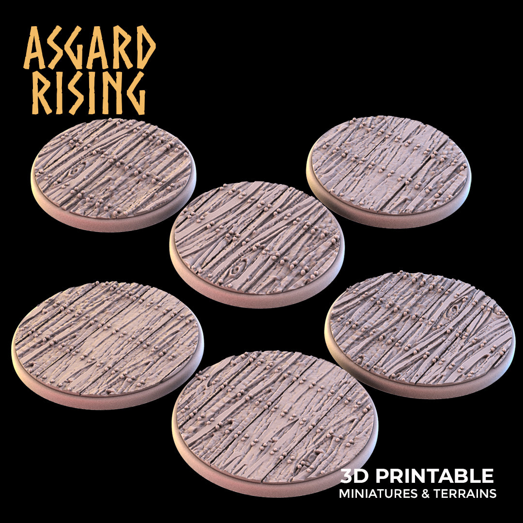 WOODEN FLOOR THEME Round bases SET - Asgard Rising