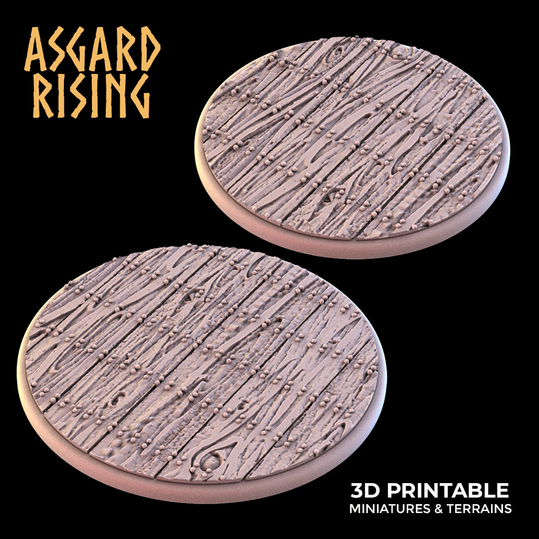 WOODEN FLOOR THEME Round bases SET - Asgard Rising